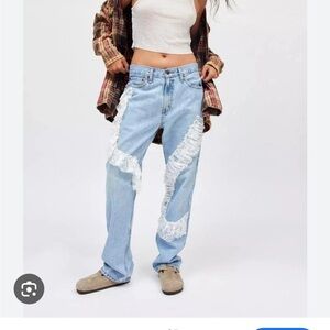 Urban Outfitters Light Blue Distressed Straight Leg Jeans